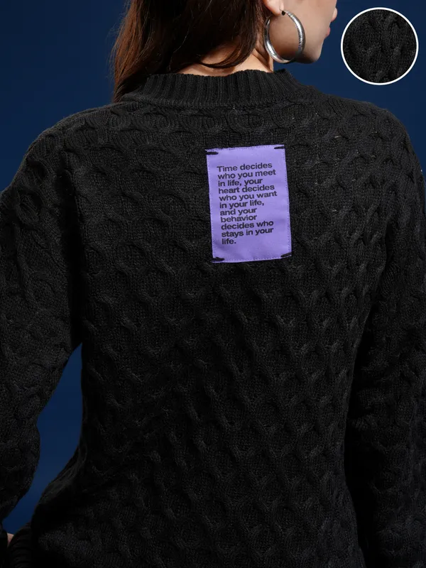 Women Self Design Sweater