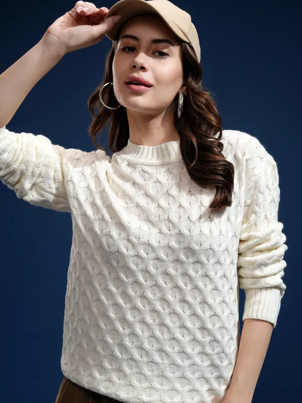 Women Self Design Sweater