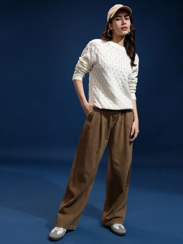 Women Self Design Sweater