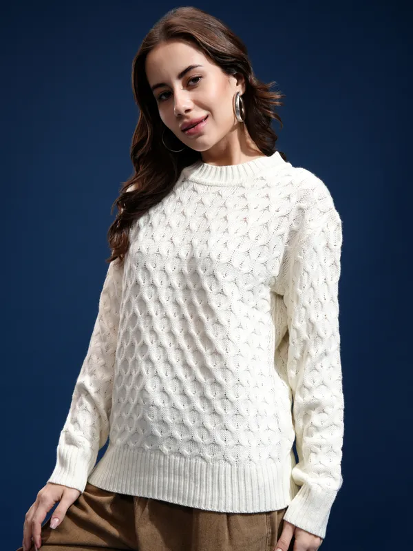Women Self Design Sweater