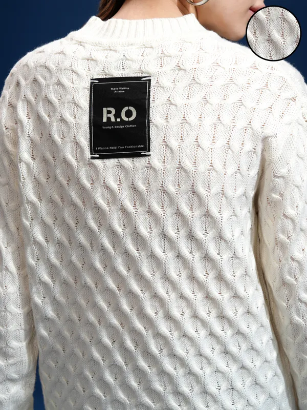 Women Self Design Sweater