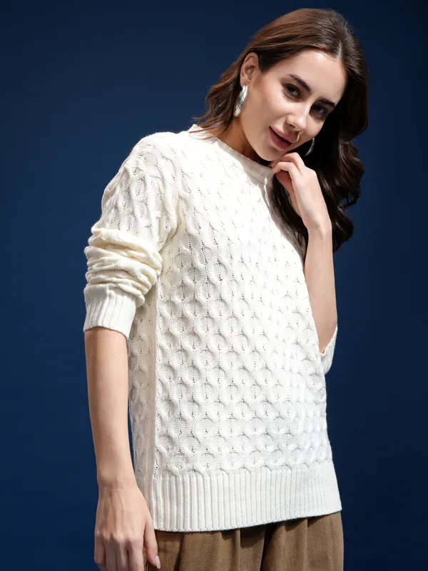 Women Self Design Sweater