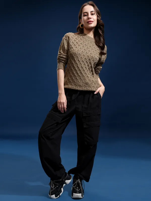 Women Self Design Sweater
