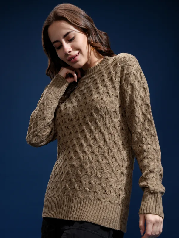 Women Self Design Sweater