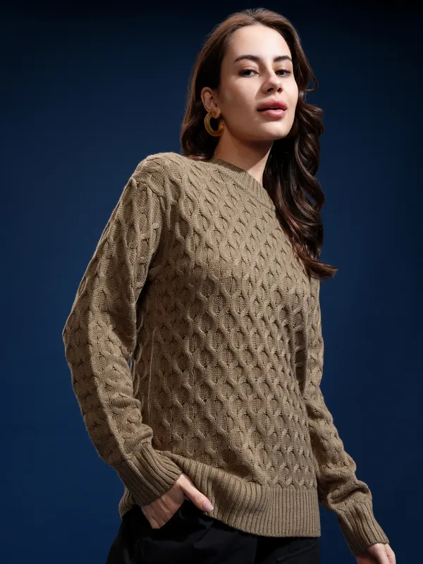 Women Self Design Sweater