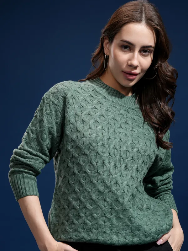 Women Self Design Sweater