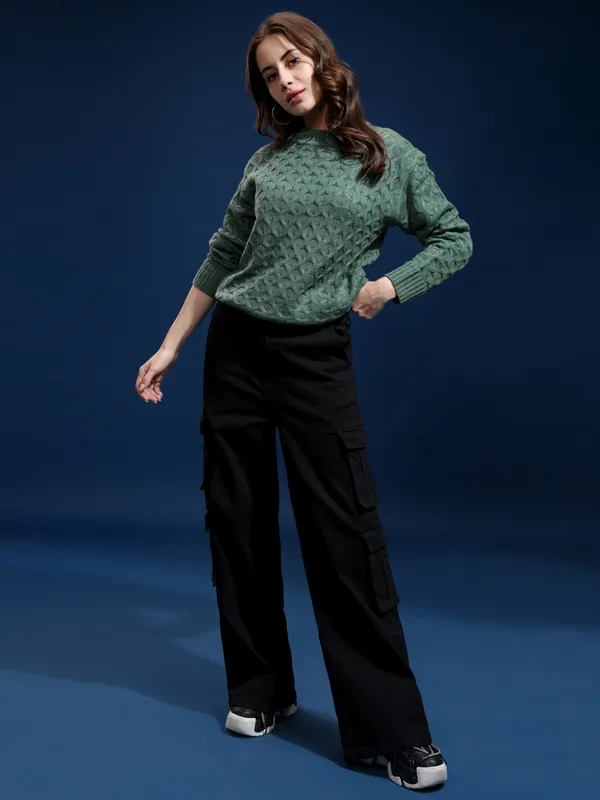 Women Self Design Sweater