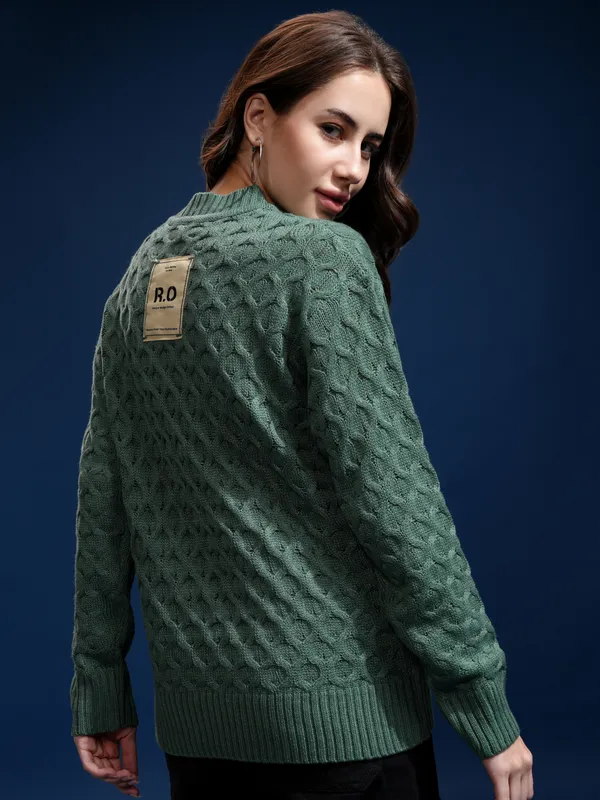 Women Self Design Sweater