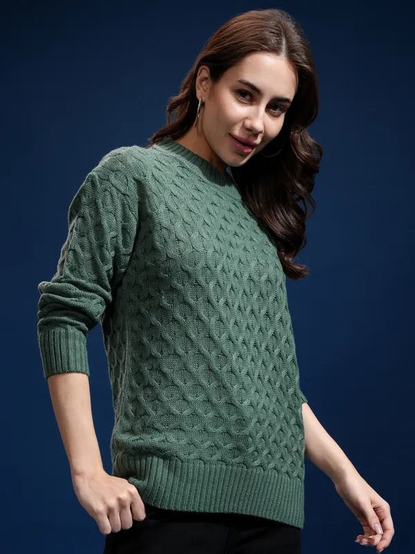 Women Self Design Sweater