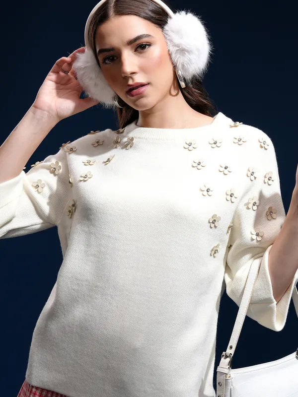 Women Embellished Sweater
