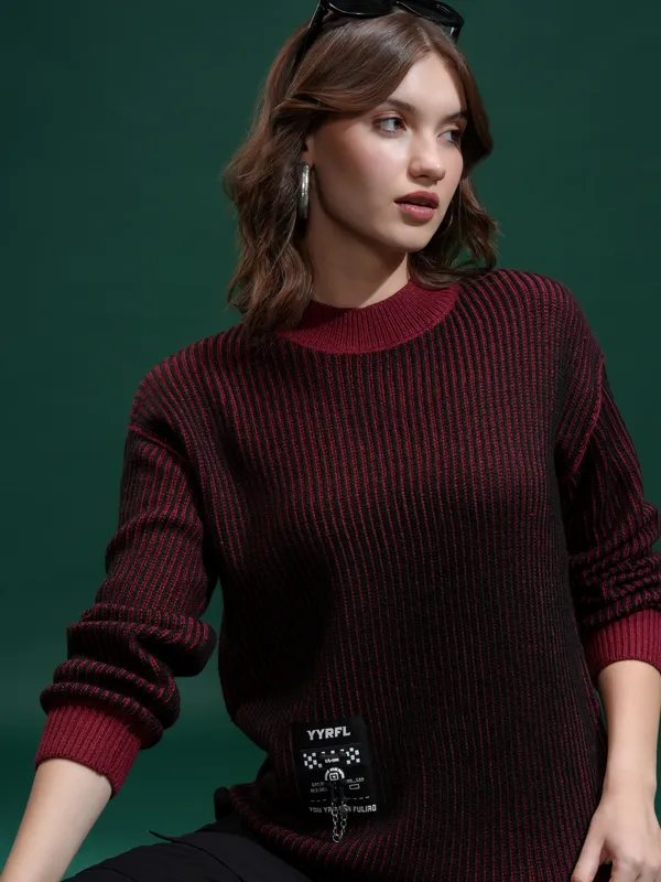 Tokyo Talies Women Black Round Neck Sweater