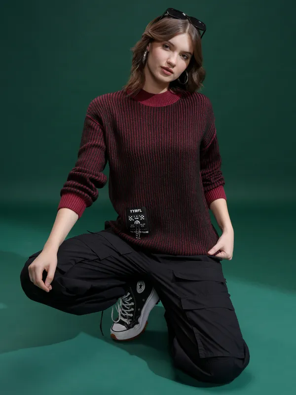 Tokyo Talies Women Black Round Neck Sweater