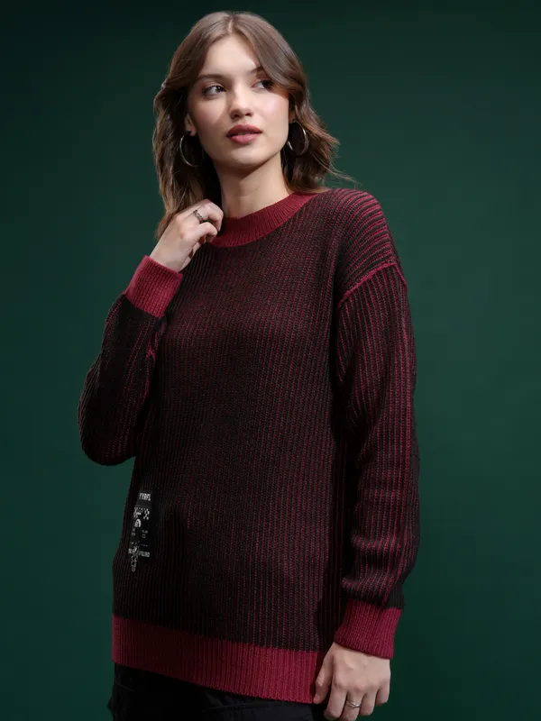 Tokyo Talies Women Black Round Neck Sweater