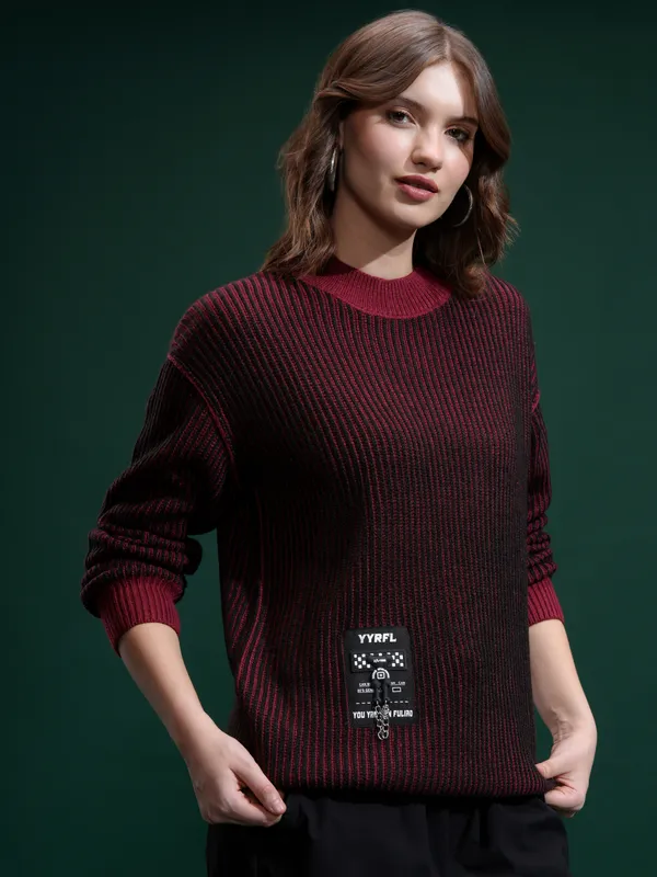 Tokyo Talies Women Black Round Neck Sweater
