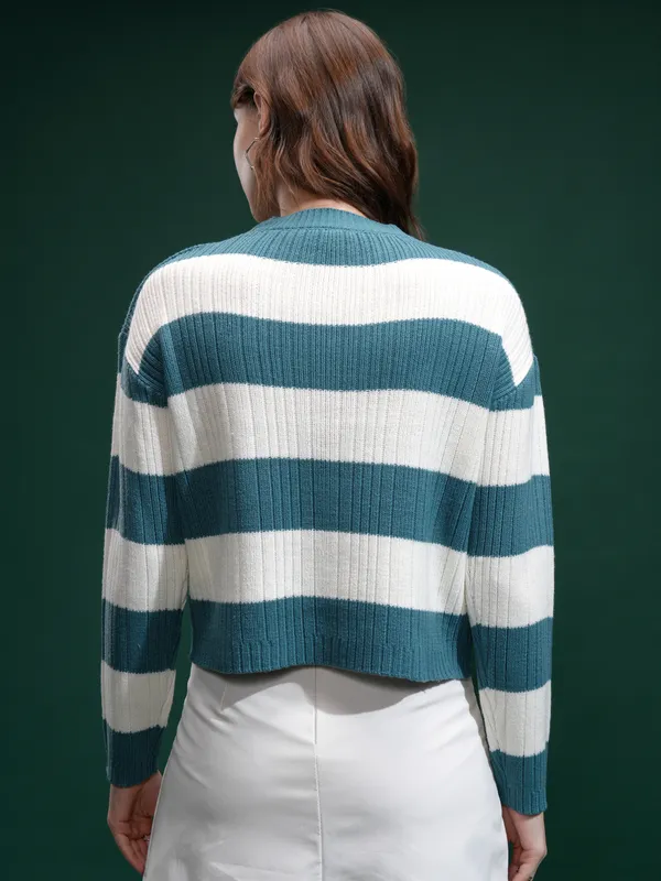 Tokyo Talies Women Blue Round Neck Sweater