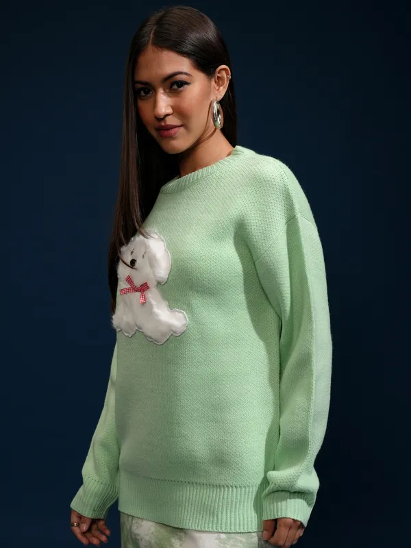 Women Applique Sweater