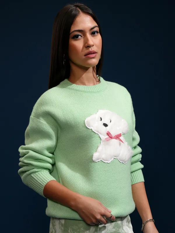 Women Applique Sweater