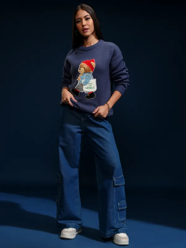 Women Applique Sweater