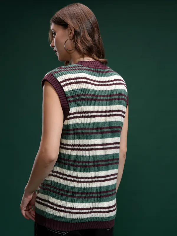 Tokyo Talies Women Green Round Neck Sweater