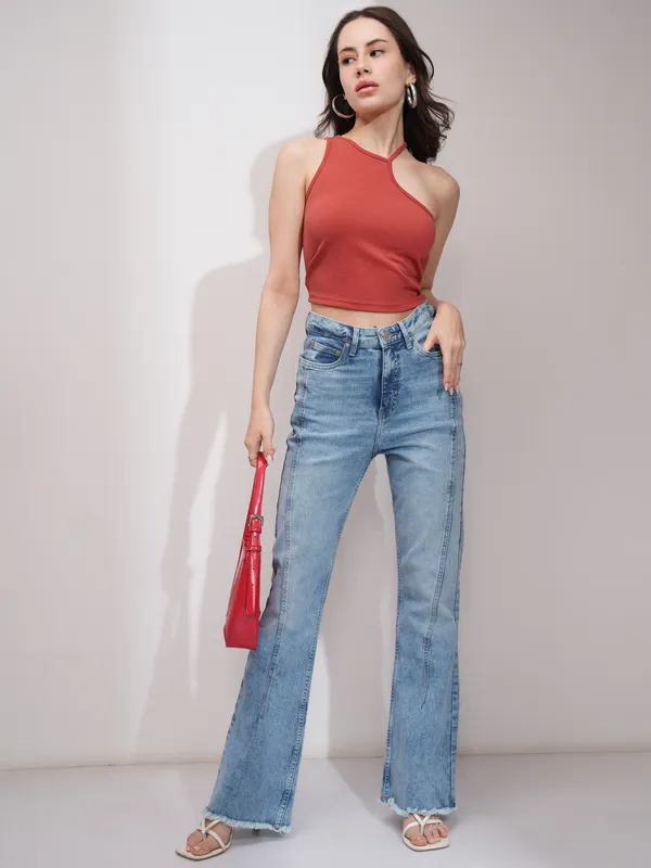  Tokyo Talkies Women Red Solid Regular Tops