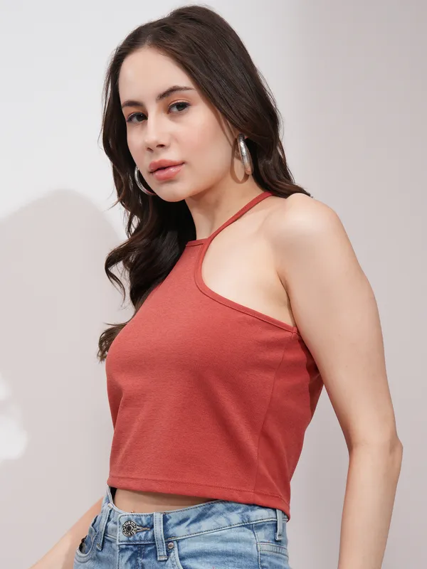  Tokyo Talkies Women Red Solid Regular Tops