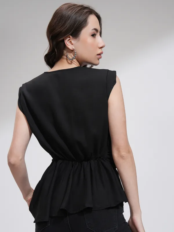  Tokyo Talkies Women Black Solid Wrap Tops