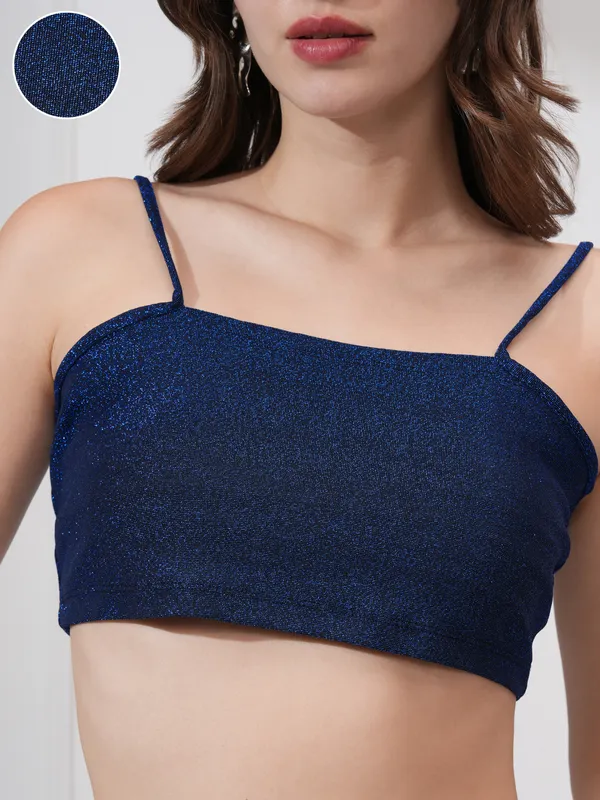  Tokyo Talkies Women Black Self Design Bralette Tops