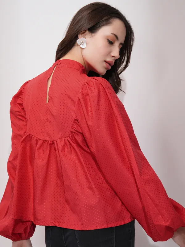  Tokyo Talkies Women Red Printed  Blouson Tops