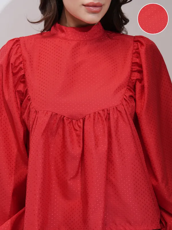  Tokyo Talkies Women Red Printed  Blouson Tops