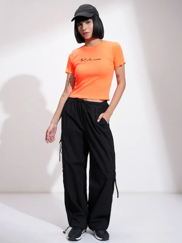 Tokyo Talkies Women Orange Printed Regular Top