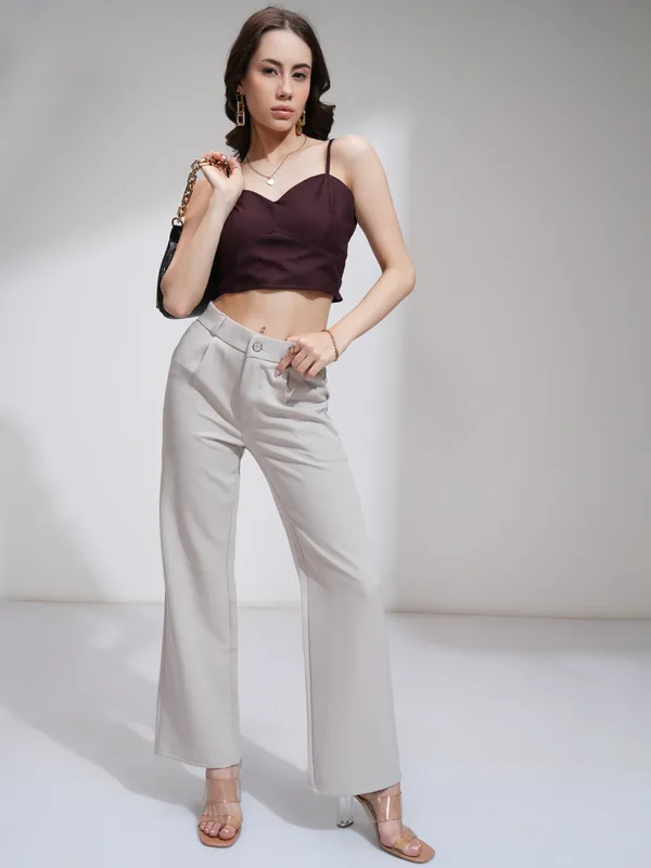 Tokyo Talkies Women Maroon Solid Regular Top