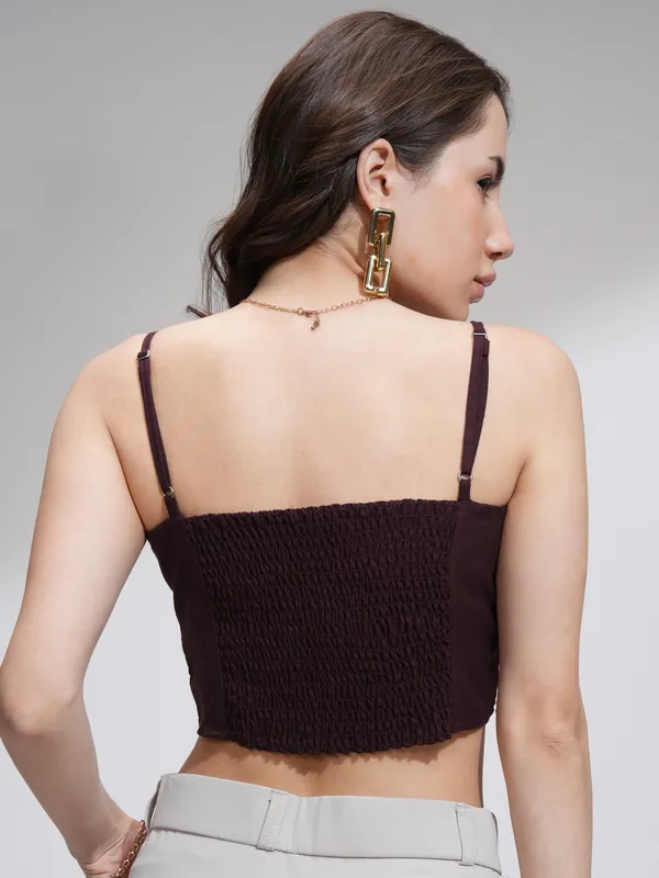 Tokyo Talkies Women Maroon Solid Regular Top