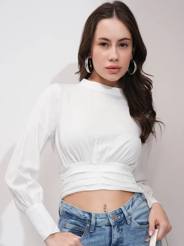 Tokyo Talkies Women White Solid Regular Top