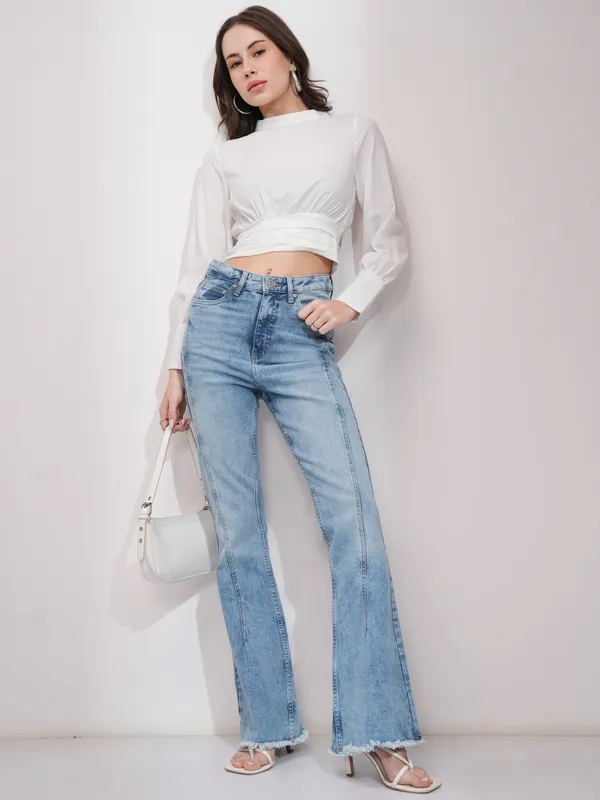 Tokyo Talkies Women White Solid Regular Top