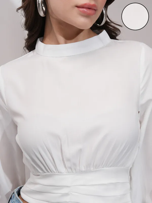 Tokyo Talkies Women White Solid Regular Top