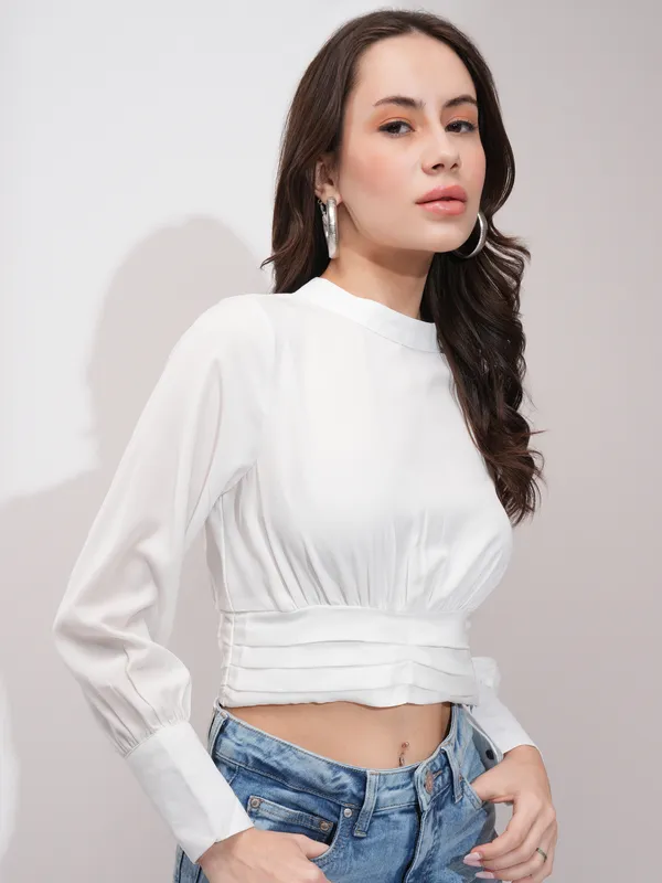 Tokyo Talkies Women White Solid Regular Top