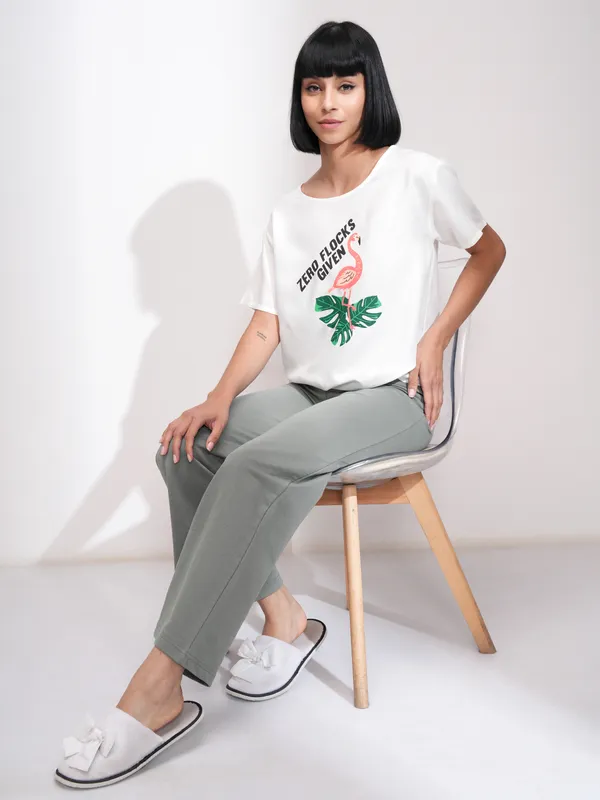 Tokyo Talkies Women White Printed Regular Top
