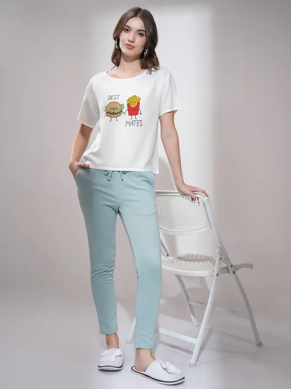 Tokyo Talkies Women White Printed Regular Top