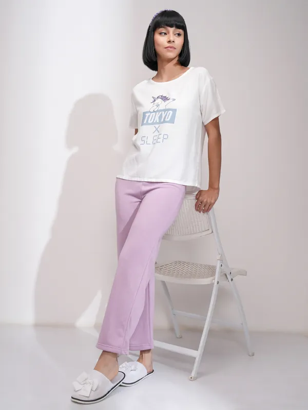 Tokyo Talkies Women White Printed Regular Top