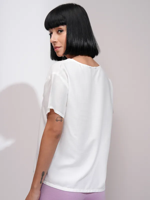 Tokyo Talkies Women White Printed Regular Top