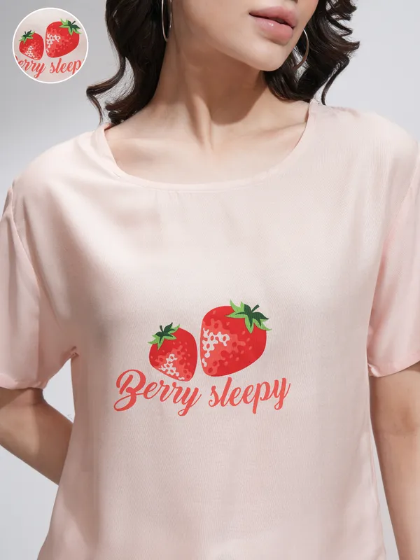 Tokyo Talkies Women Peach Printed Regular Top