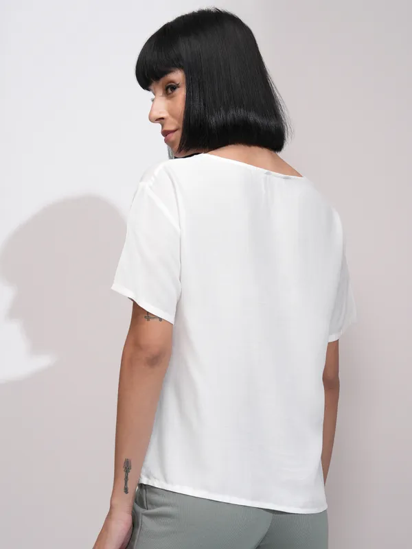 Tokyo Talkies Women White Printed Regular Top