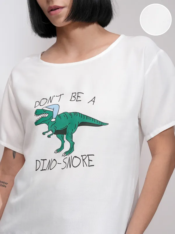 Tokyo Talkies Women White Printed Regular Top