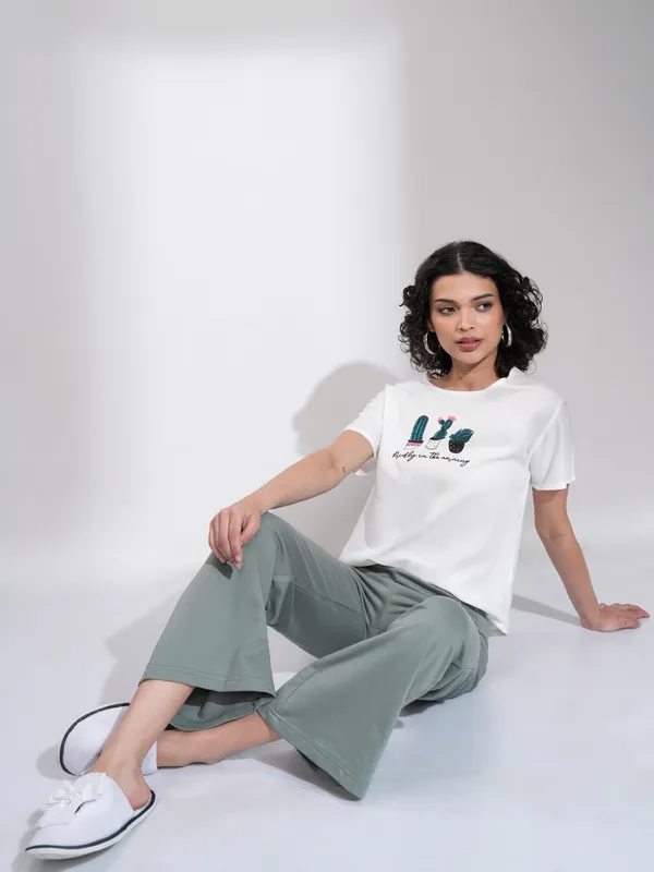 Tokyo Talkies Women White Printed Regular Top