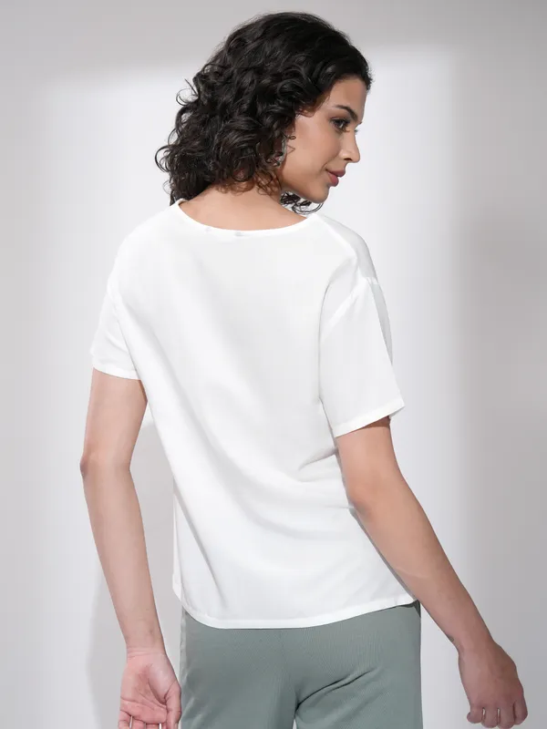 Tokyo Talkies Women White Printed Regular Top