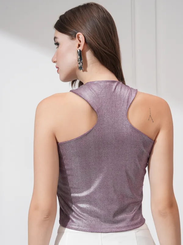 Tokyo Talkies Women Magenta Solid Fitted Top