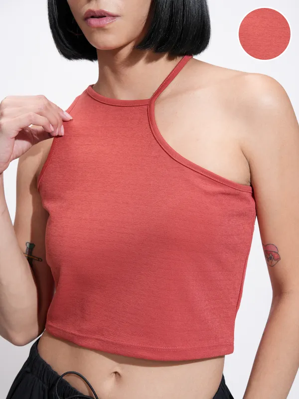 Tokyo Talkies Women Red Solid Regular Top