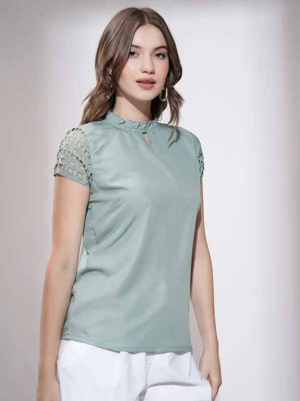 Tokyo Talkies Women Grey Solid Regular Top