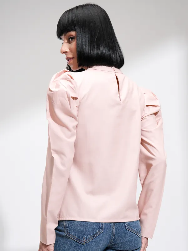 Tokyo Talkies Women Peach Solid Regular Top