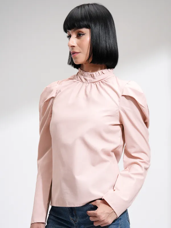 Tokyo Talkies Women Peach Solid Regular Top